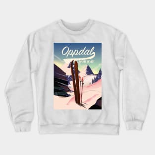 Oppdal norway vintage style ski poster. Crewneck Sweatshirt